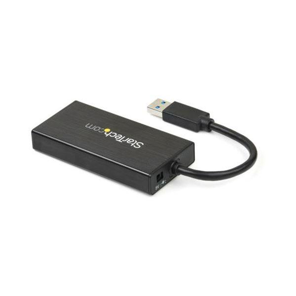 StarTech.com 3ポートUSB3.0ハブ付きLANアダプタ ギガビットEthernet対応 ブラック ST3300GU3B1個_1