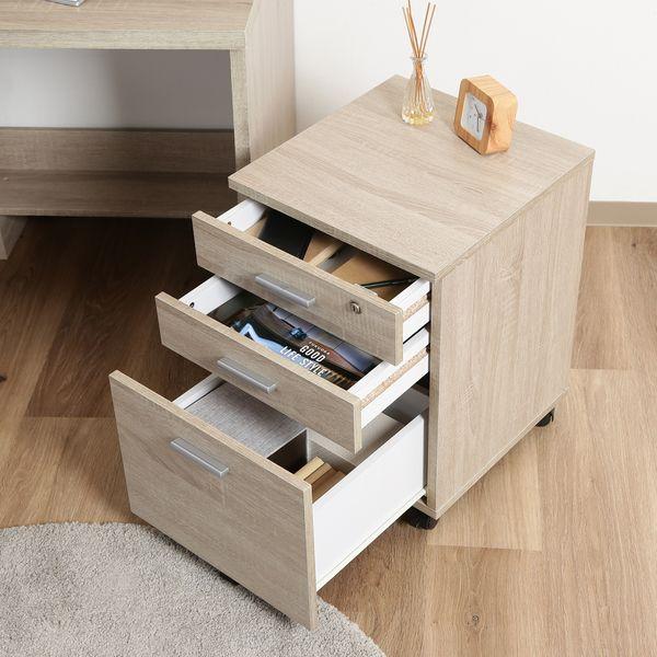 【新品・送料無料】110cm幅 システムデスク3点セット　オーク デスク3点セット ホワイトオーク 組立品 : Chiba Mart(インボイス登録