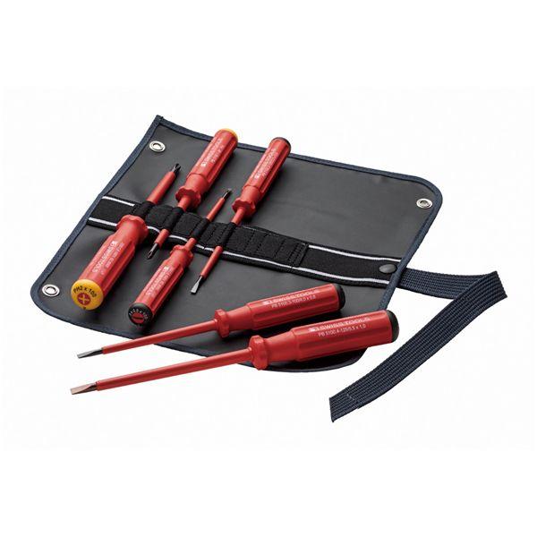 PB SWISS TOOLS ピービースイスツールズ 6本組 スイスクラシックハンドルタイプ 絶縁ドライバーセット(マイナス・プラス) ロールケース付 5542.SUGY_3