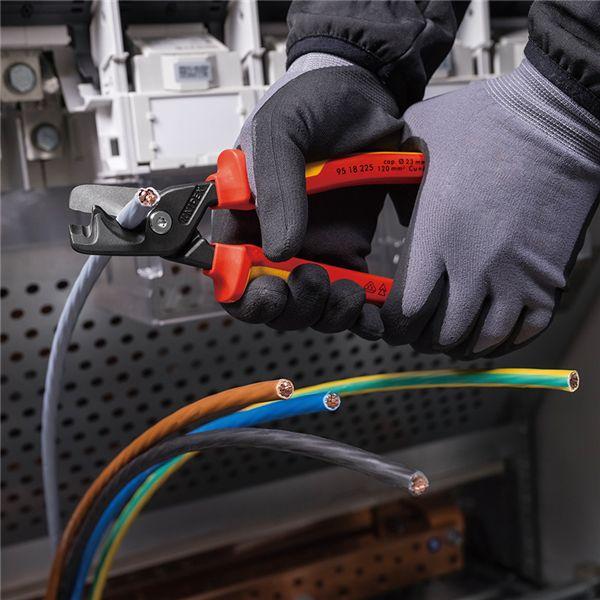KNIPEX クニペックス 1000V絶縁ケーブルカッター ステップカットXL 全長225mm サイズW225×D65×H29mm パック入 9518-225SB 工具_4