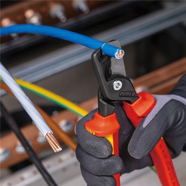 KNIPEX クニペックス 1000V絶縁ケーブルカッター ステップカットXL 全長225mm サイズW225×D65×H29mm パック入 9518-225SB 工具_5