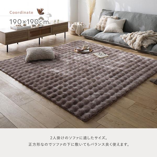 ふわもこ ラグ 約190×190cm グレー 洗える 抗菌 消臭 ペット臭 ふわもこ ラグ 約190×190cm グレー 洗える 抗菌 消臭 ペット臭 滑り