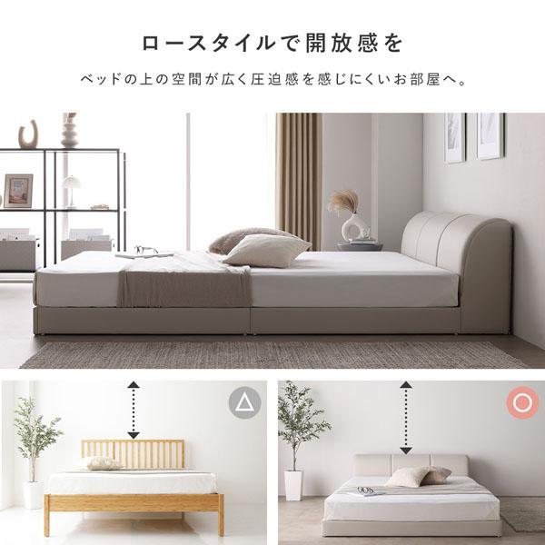 レザー調 ローベッド ダブル ベッドフレームのみ アイボリー 合皮 すのこ ベッド_10