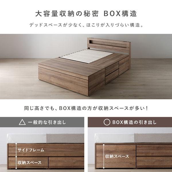 照明付 チェスト ベッド シングル 薄型国産ポケットコイルマットレス付 ホワイト 木目 宮付 コンセント付 収納ベッド ベット_9
