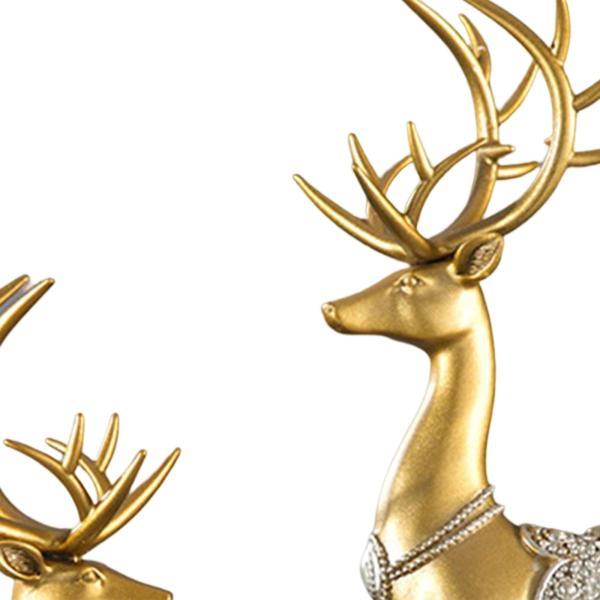 2 個恋人鹿の置物装飾トナカイの彫刻クリスマス ヘラジカ像ゴールド｜chibi-maruya｜08