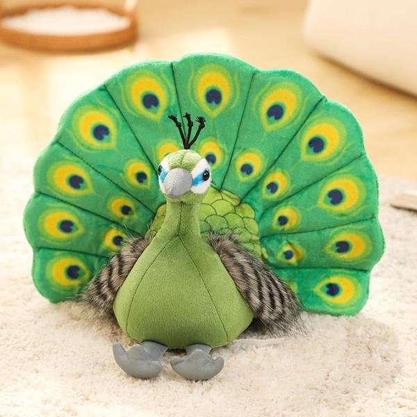 幼児の鮮やかな動物の人形ぬいぐるみぬいぐるみPP綿孔雀のおもちゃの装飾 , 緑｜chibi-maruya｜03