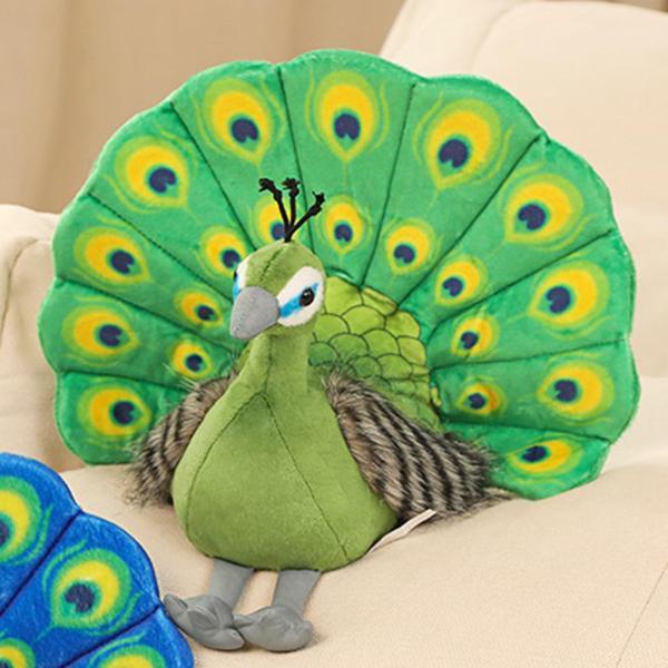 幼児の鮮やかな動物の人形ぬいぐるみぬいぐるみPP綿孔雀のおもちゃの装飾 , 緑｜chibi-maruya｜07
