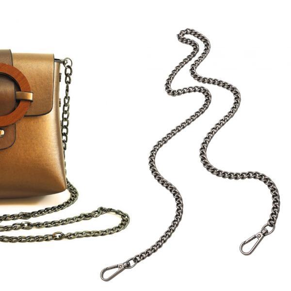 財布チェーンストラップハンドル装飾 DIY バッグチェーンショルダーストラップハンドバッグ用ブラックグレー 110 センチメートル｜chibi-maruya｜06