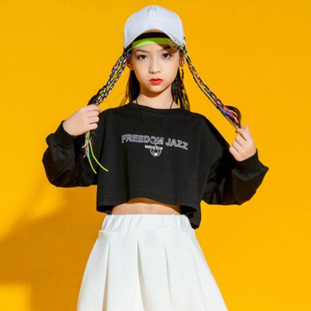 韓国子供服 カラバリショート丈ロンT No.240103-01 へそ出し Tシャツ