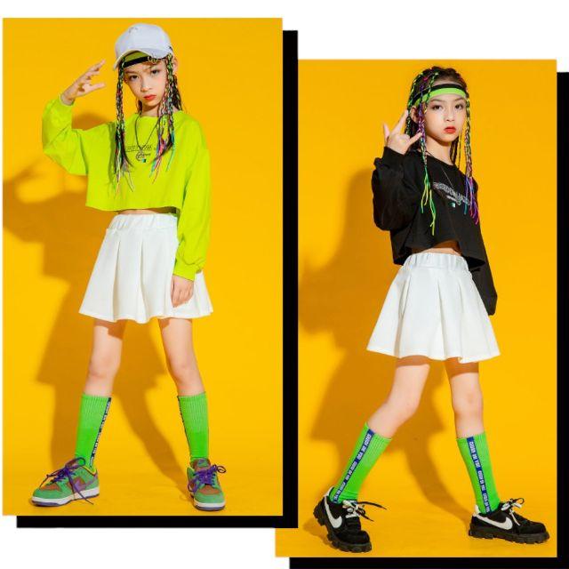 韓国子供服 カラバリショート丈ロンT No.240103-01 へそ出し Tシャツ