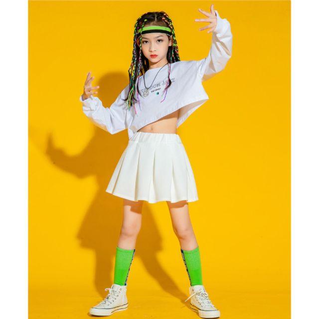 韓国子供服 カラバリショート丈ロンT No.240103-01 へそ出し Tシャツ