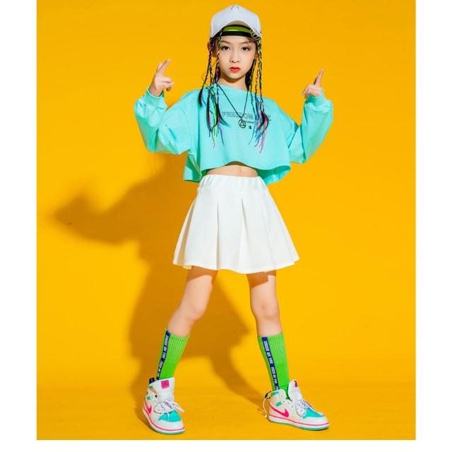 韓国子供服 カラバリショート丈ロンT No.240103-01 へそ出し Tシャツ