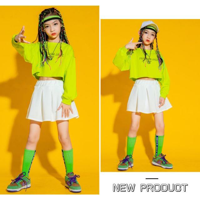 韓国子供服 カラバリショート丈ロンT No.240103-01 へそ出し Tシャツ