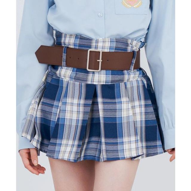 美品 ノバチェック プリーツ 巻きスカート ベルト アンピン ロゴ 美品 ノバチェック プリーツ 巻きスカート ベルト アンピン ロゴ