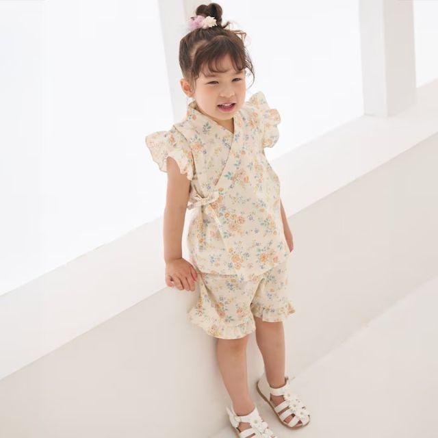 petit main 2026春夏新作 Petit 花柄フリル甚平 No.9662625