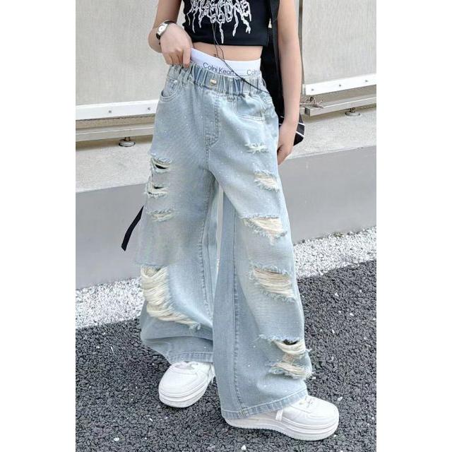 海外子供服 ダメージデニムパンツ＆タンク No.T24717-04 セットアップ