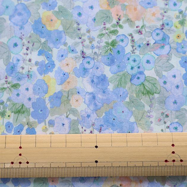 リバティプリント【タナローン/エターナル】ホリーホックス（ブルー XE