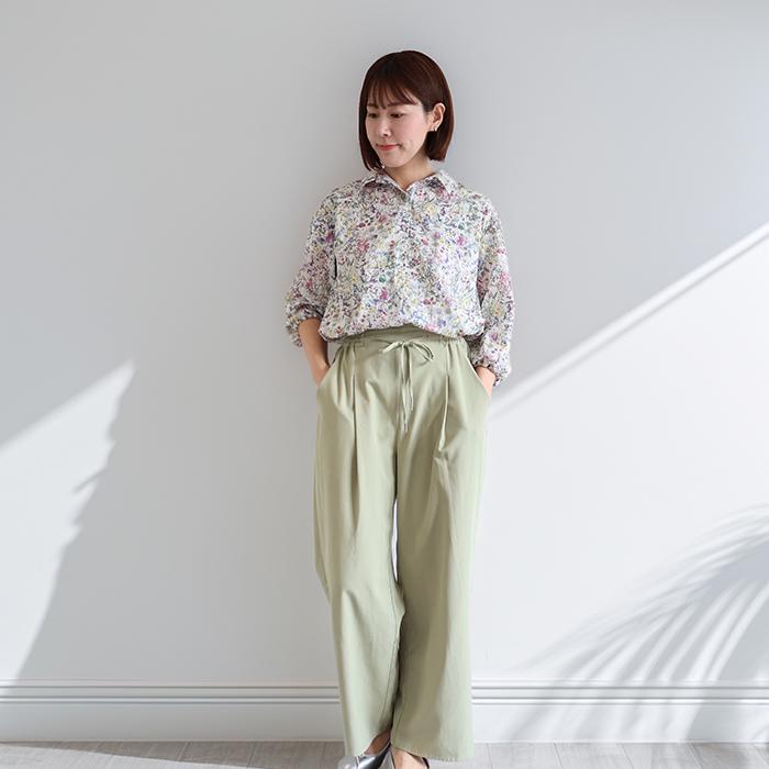 リバティ カフェシャツ ＜ワイルドフラワー＞ やさしい時間 前ボタン 