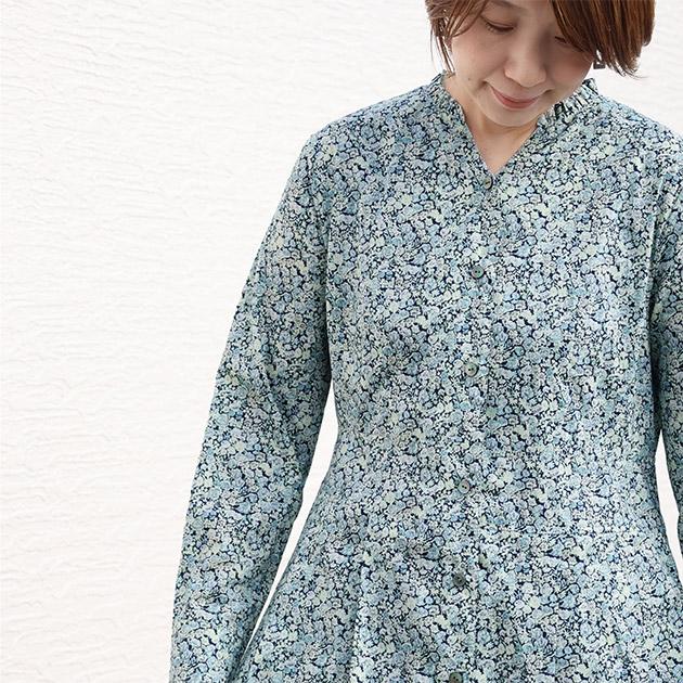 ネストローブ　リバティー　お花柄　チビ襟ワンピース 楽天市場】花刺繍レースギャザー切替ワンピース 【s.t.closet