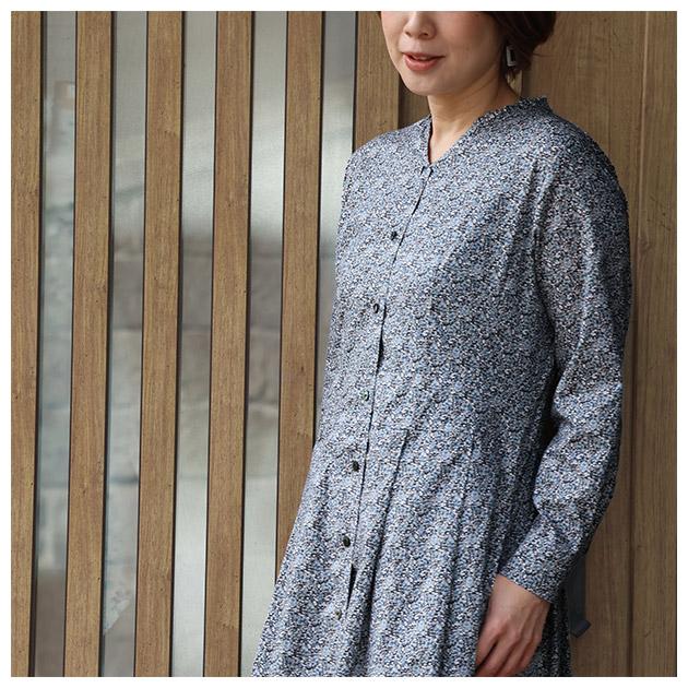 【アトリエまりこ】グレー フリル刺繍 七分袖ロングワンピース 094029r01.jpg