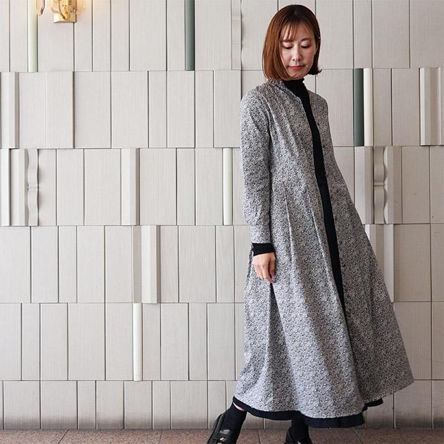 ネストローブ　リバティー　お花柄　チビ襟ワンピース 楽天市場】リバティ ワンピース シャツ衿前開きタックOP