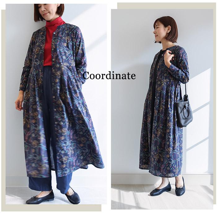 リバティ ワンピース Y襟デザイン長袖ワンピース ＜スージー