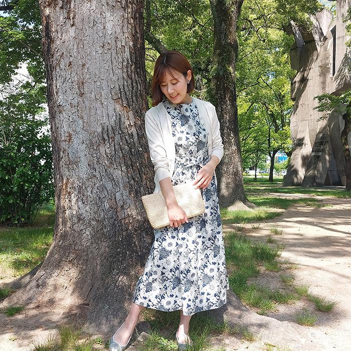 リバティ ワンピース ボートネック フレンチスリーブ ＜スイムダン