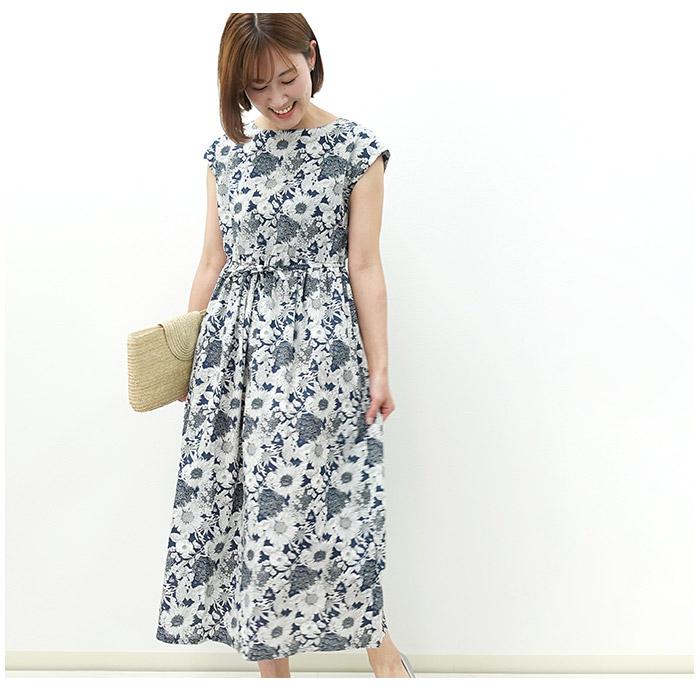 【完成品】スイムダンクレア　リバティ　ワンピース　フレンチスリーブ　ハンドメイド 完成品】スイムダンクレア リバティ ワンピース フレンチ