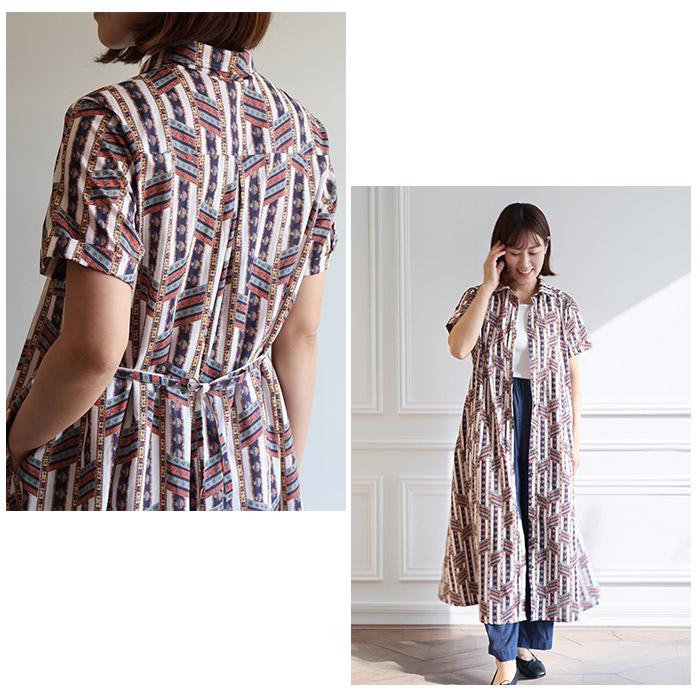 リバティ Mira半袖OP ＜エッサ＞ Aラインシャツワンピ 襟付き 体型