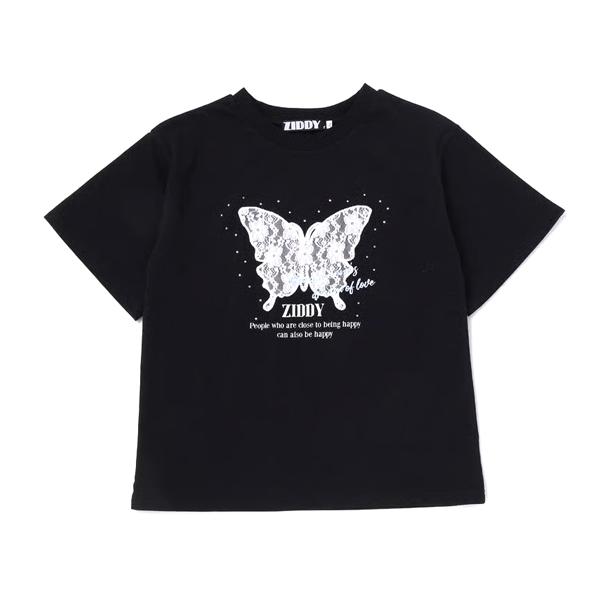 ZIDDY（ジディー） 夏物バーゲン 半袖Tシャツ 黒 蝶 女児160 : ちびっ