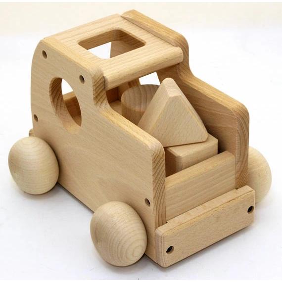 日本製 森のメロディートラック W-71 曲：ミッキーマウスマーチ オルゴールカー 型はめパズル 知育玩具 1歳 国産 木製玩具 出産祝い 赤ちゃん MOCCOの画像