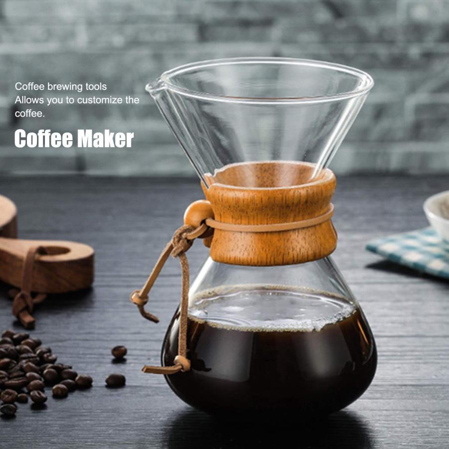 ガラス製コーヒーポット、人間工学に基づいたコーヒードリップポット、コーヒー家庭用の高温耐性カフェコーヒー愛好家｜chidorisyojistore｜02