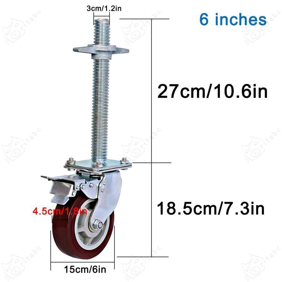 足場用 キャスター ローリングキャスター Φ150（6インチ）キャスター 足場キャスター 自在キャスター 重量用 ゴム製 ストッパー付き 重量用キャス｜chidorisyojistore｜02