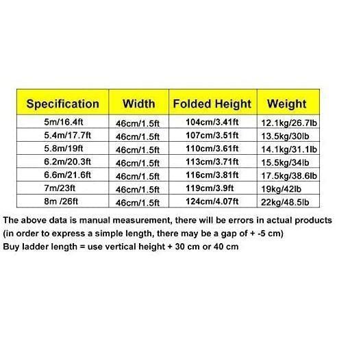 高さ5m / 6m / 7m / 8mの伸縮式はしご、スタビライザーバー付き、産業用家庭用日常または緊急用アルミニウム製延長はしご、負荷150kg (Size : 5m/16.4ft) (5.4m/｜chidorisyojistore｜06