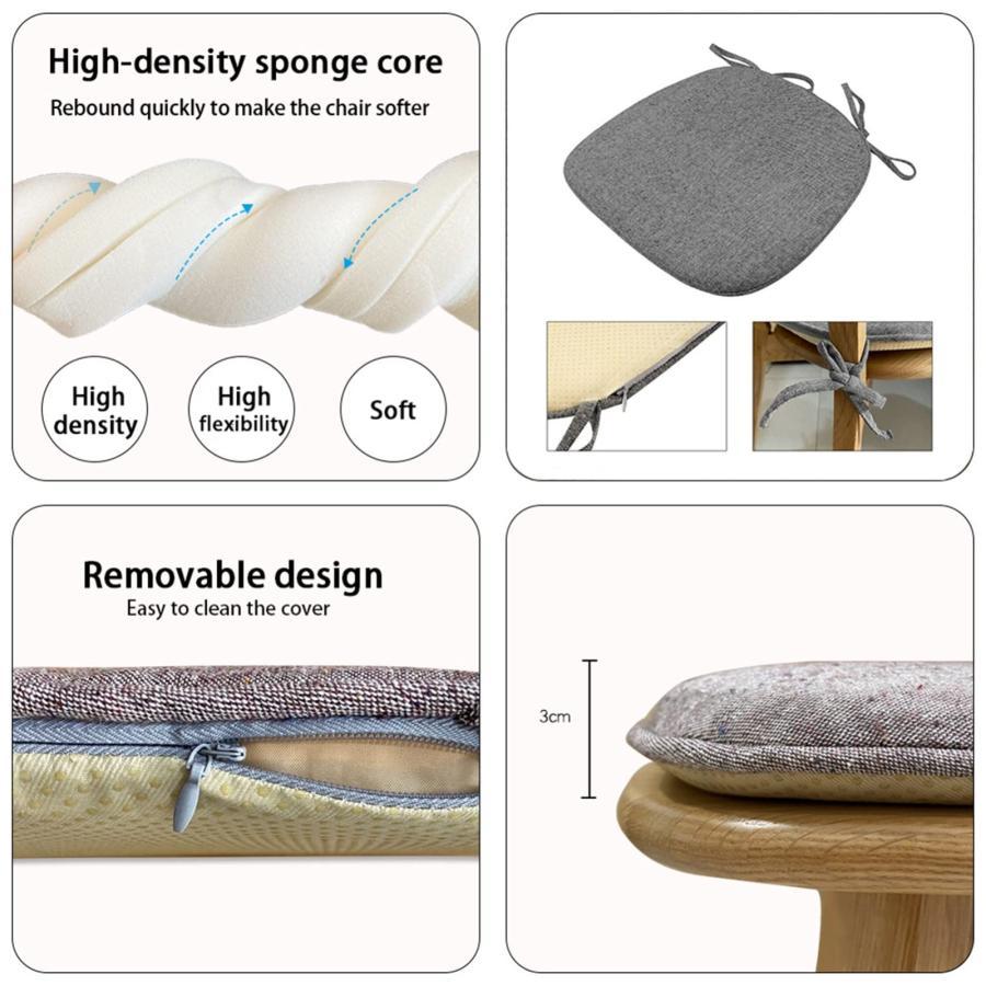 4枚セット座布団 クッション ，食卓椅子ひも付き 馬蹄形 シートクッション 食卓用座布団 滑り止めウォッシャブルチェアパッドお，チェアパッド チェアカバー ，｜chidorisyojistore｜05