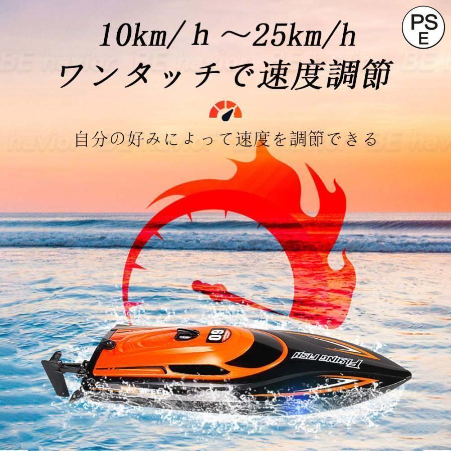 ラジコンボート ラジコンおもちゃ RCリモコン 船 高速ボート 25km/h 大出力モーター 流線型 防水 2.4Ghz無線操作 操作時間20分 おもちゃ プレゼント 贈り物｜chidorisyojistore｜02