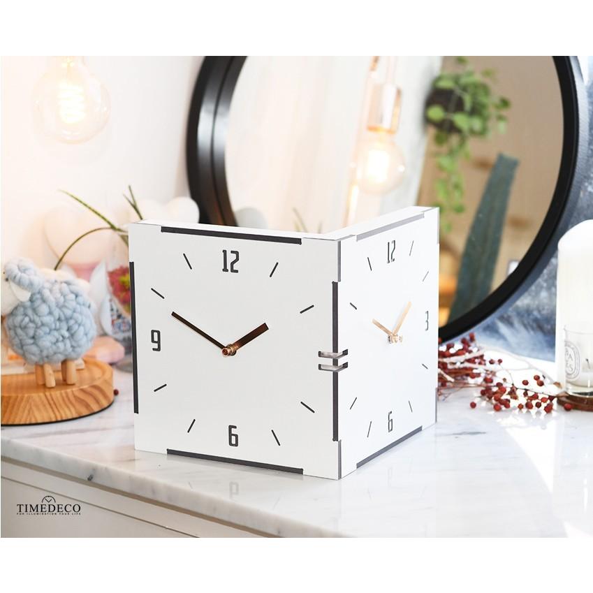 コーナー両面時計-white ハンドメイド 木製両面壁掛け時計 掛時計 かけ時計 楽天市場】コーナー両面時計 ハンドメイド 両面時計 壁掛け時計