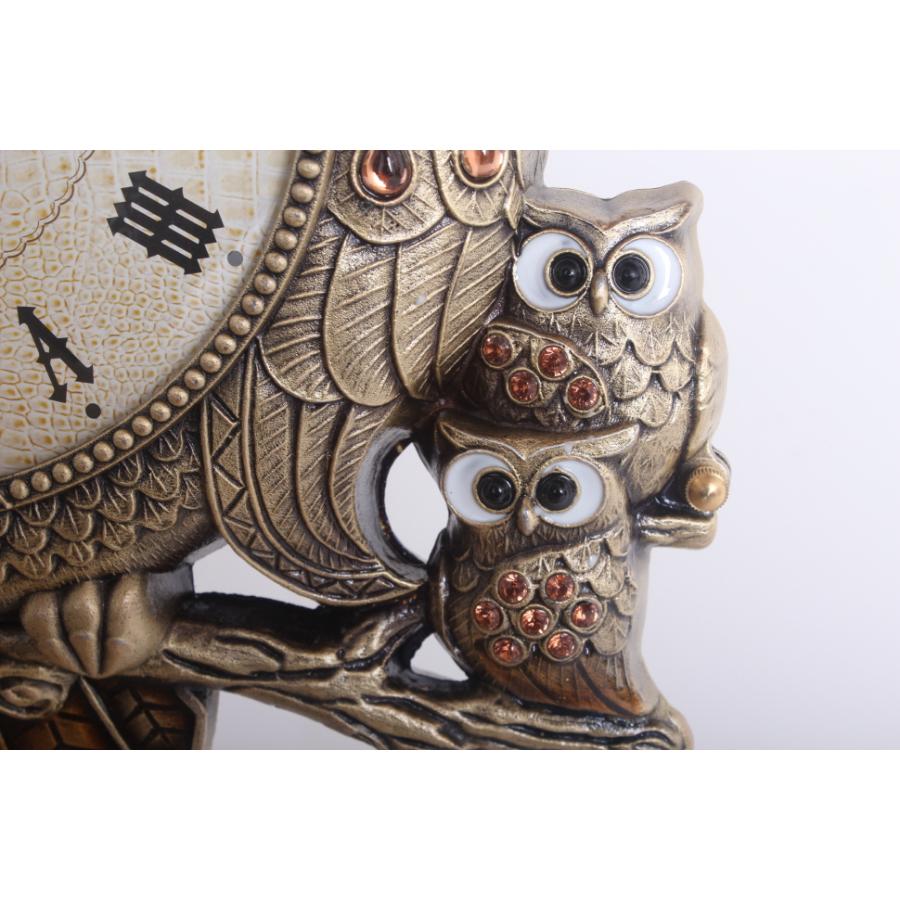 両面電波掛け時計フクロウ ハンドメード 木製両面壁掛け時計 おしゃれ