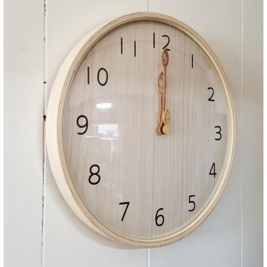 ハンドメイド 300ウッド 木の葉（ナチュラル） 木製電波掛け時計