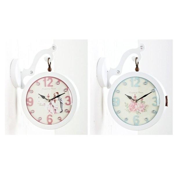 両面電波時計 アンティークローズ おしゃれな 低騷音 インテリア 両面