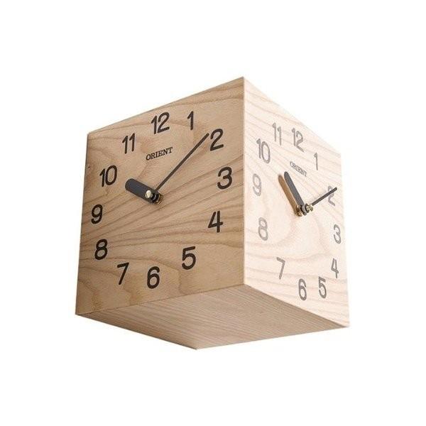 天然木三面時計 両面壁掛け時計 おしゃれな 低騷音 インテリア 両面壁掛け時計