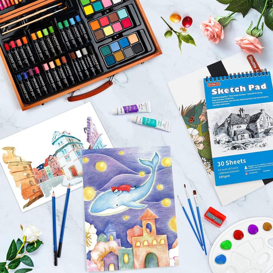 最適な価格 Shuttle Art お絵かきセット アートセット 画材セット 115点 色鉛筆 アクリル絵の具 固形水彩 デッサン鉛筆 パステル 高品質 正規激安 Loi Raitotec Com
