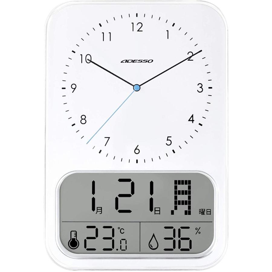 ADESSO(アデッソ) 掛け時計 電波 アナログ 温度 湿度 カレンダー表示 ホワイト AL-701