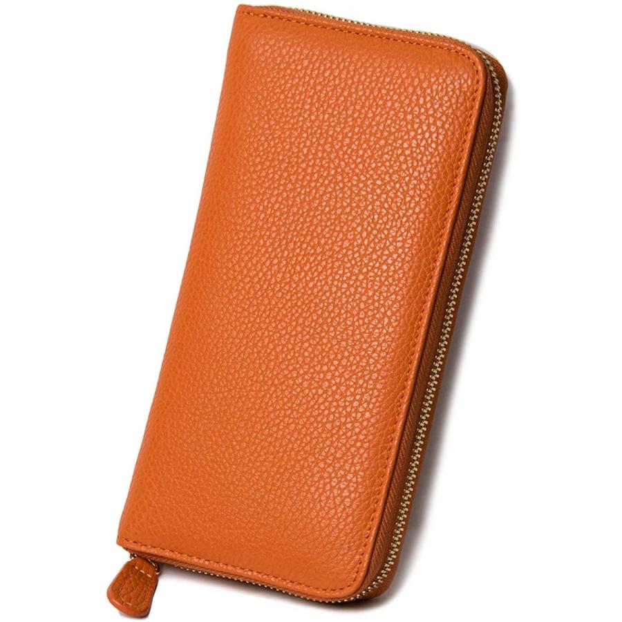 シュリンクレザー Mura レディース 長財布 財布 長財布 シフォンストアのmura オレンジ シフォンストア 財布 イタリアンレザー スキミング防止 本革