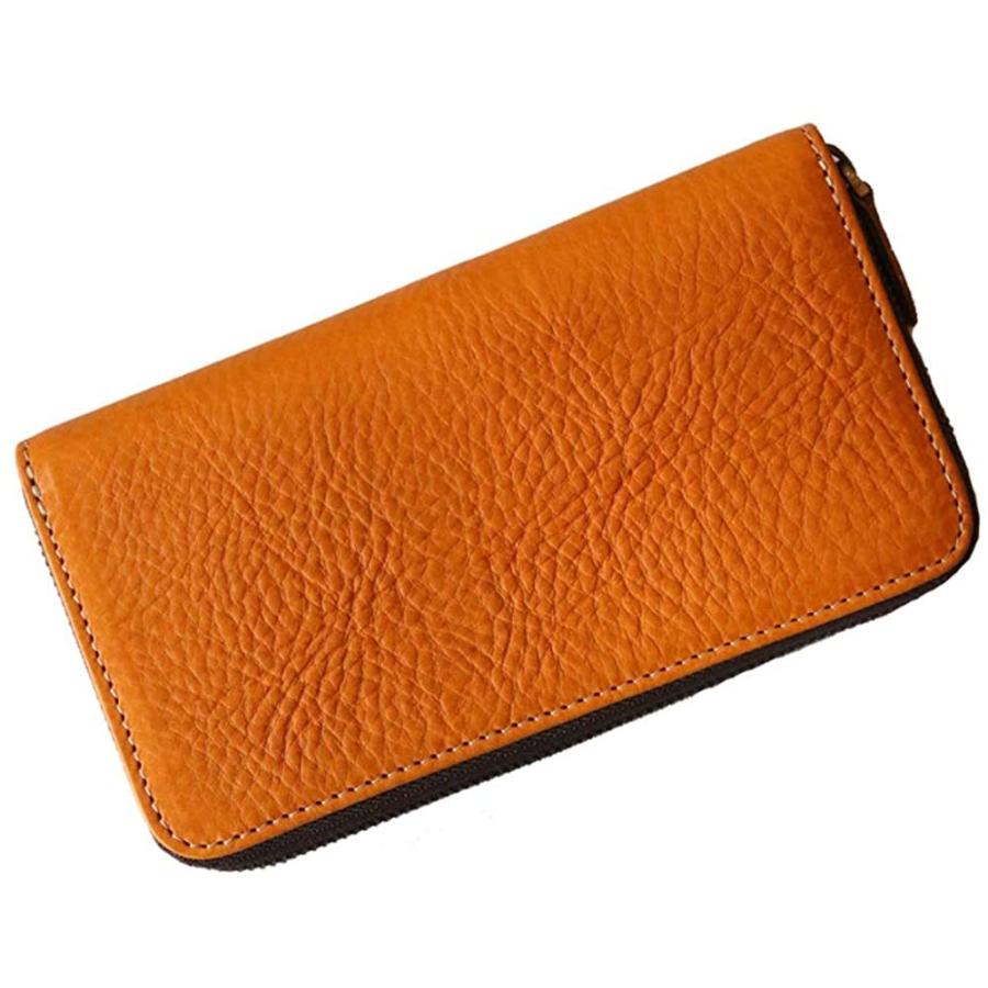 人気の販促アイテムの国産栃木レザーの大容量ラウンドファスナー財布 長財布 レディースファッション マスタード 財布 帽子 ファッション小物 シフォンストア 販売通販