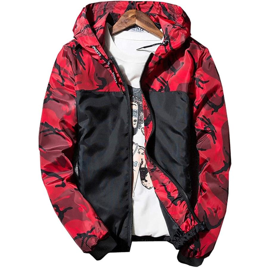 Ambly メンズ ブレーカー 迷彩 ジャケット 軽量 防風 撥水 カモフラ スポーツ アウトドア パーレジャーファッション メンズ M 4xl 春新作の