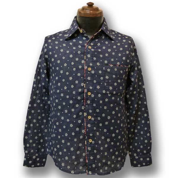 BLUE TRICK ブルートリック 50%OFF SALE!! Wガーゼ台衿シャツ 桜柄 