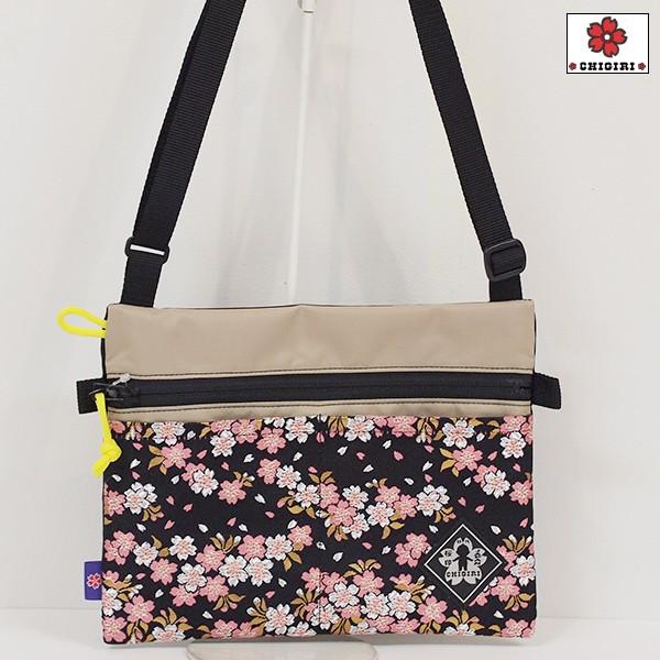 CHIGIRI ちぎり桜金襴 ナイロンサコッシュ CC53-651S 和柄 桜 金襴