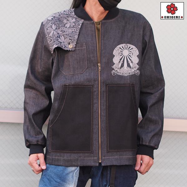 CHIGIRI チギリ 八咫烏デニムコーチジャケット CHL47-1201 桜 和 CHIGIRI チギリ 八咫烏デニムコーチジャケット CHL47-1201 桜 和