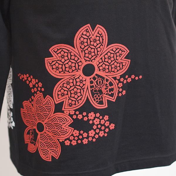 CHIGIRI チギリ 春夏秋冬ちぎり 桜流水ポケット付きロンT CHL47